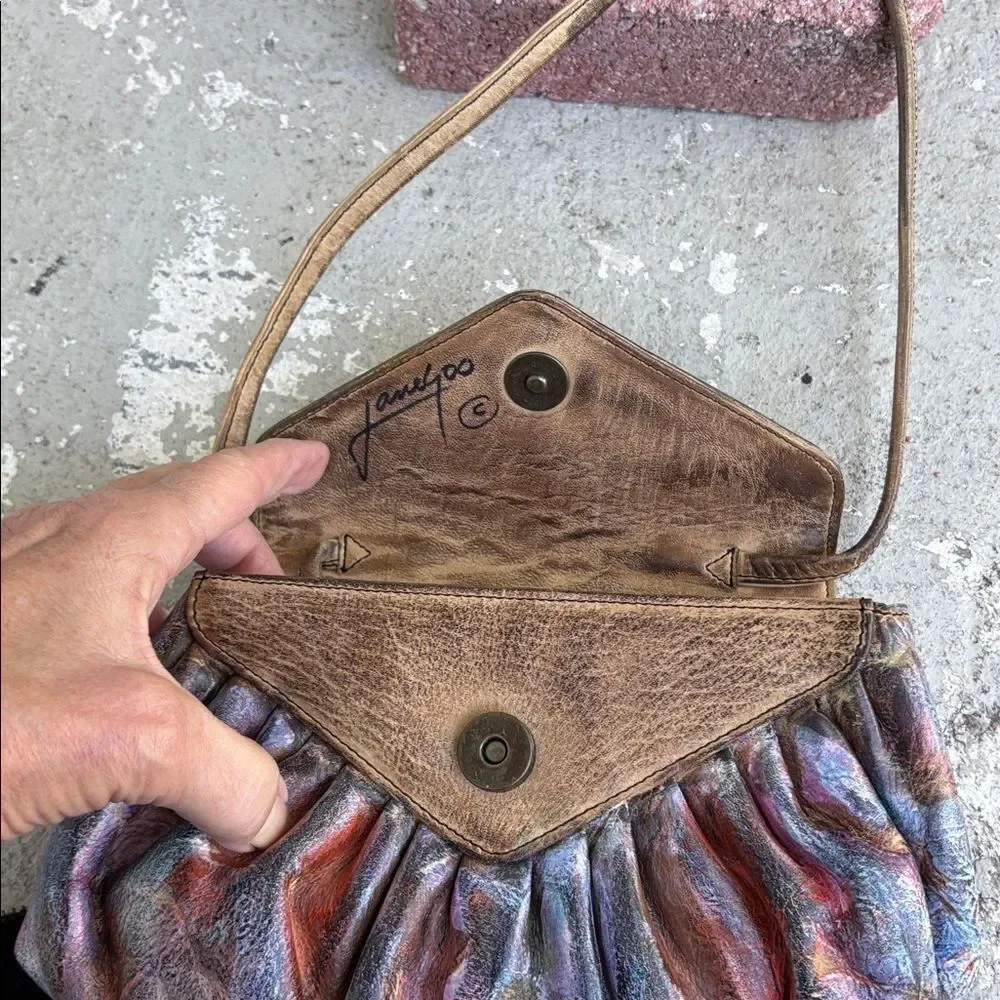 Vintage Jane Yoo handpainted wearable art Crossbody